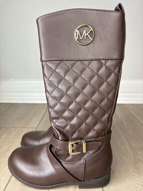 Michael Kors GIRLS Size 13 Chocolate Brown Quilted Boot